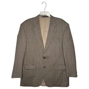 VTG Lauren Ralph Lauren Blazer Jacket Mens 42R Wool Houndstooth Preppy Brown
